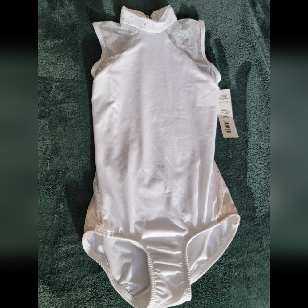 Body Wrappers Mock Neck Open Back Leotard NWT